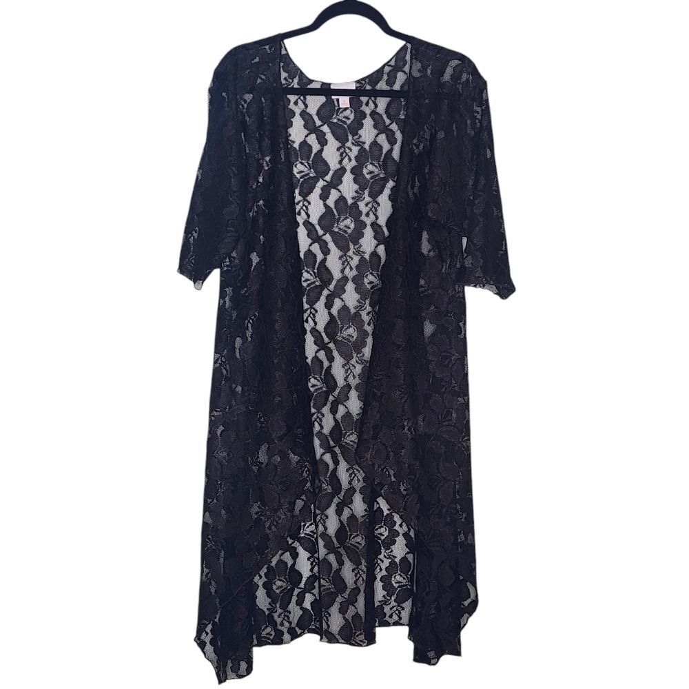 Black Lace Kimonon Long Open Front Witchy Whimsigoth Western Cowgirl Romance S